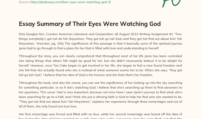 Watching god eyes were their essays essay janie