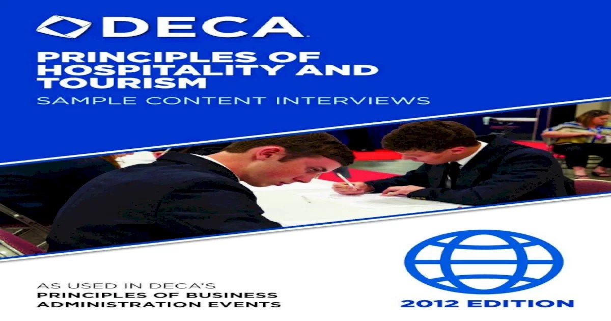 Principles of hospitality and tourism deca