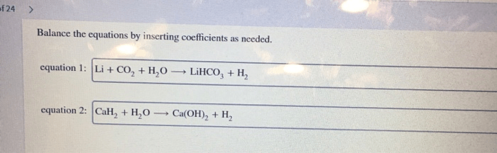 Equation balance coefficients inserting equations solved sapling simplified correct needs says below